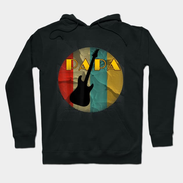 Retro Vintage Guitar Bass Papa Guitarist Musical Lover Hoodie by Xamgi